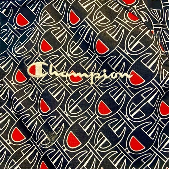 Champion Allover Logo Blue Zip Up Track Jacket Size Medium. Worn On TV Show - Picture 9 of 14